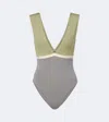 Eres Macadamia V-neck Panelled Swimsuit In Multi