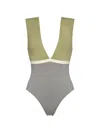 Eres Macadamia V-neck Panelled Swimsuit In Multi