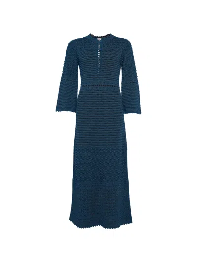 Eres Madone Bell-sleeve Maxi Dress In Blue