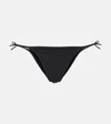 Eres Exquise Black Bikini Bottoms With Beaded Embellishments And Adjustable Tie Closure In Tech Fabric St In Black