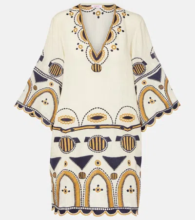 ERES MEDAILLON EMBROIDERED LINEN MINIDRESS
