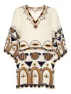 Eres Medaillon Embroidered Linen-gauze Mini Dress In Neutral
