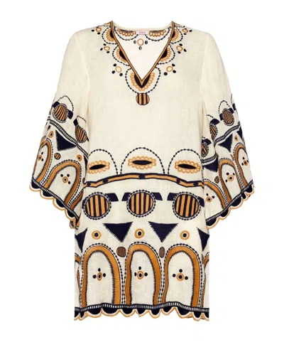 Eres Medaillon Embroidered Midi Dress In White