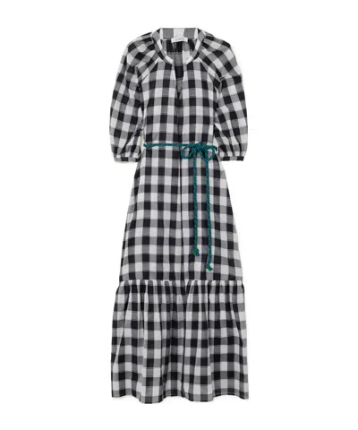 Eres Memphis Chess Belted Gingham Cotton-gauze Midi Wrap Dress In Black