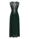Eres Sleeveless Round Neckline Dress Mesh Panel In Green