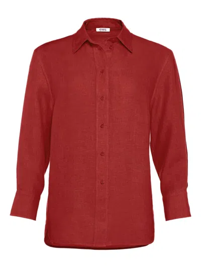 Eres Mignonette Long-sleeve Button-down Shirt In Red