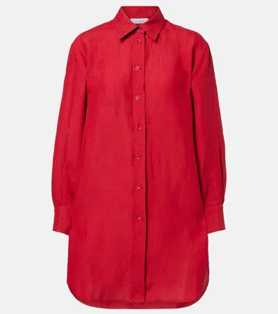 Eres Mignonette Oversized Linen Shirt In Red