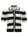 Eres Bayadere Mouette Striped Open-knit Cotton-blend Polo Shirt