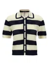 Eres Bayadere Mouette Striped Open-knit Cotton-blend Polo Shirt In Blue