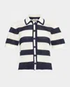 Eres Bayadere Mouette Striped Open-knit Cotton-blend Polo Shirt In Raye