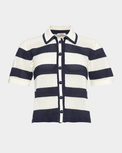 ERES MOUETTE STRIPED OPENWORK KNIT TOP