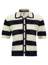 Eres Striped Seagull Knit T-shirt With Short Sleeves In Multicolor