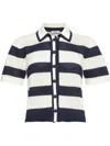 Eres Bayadere Mouette Striped Open-knit Cotton-blend Polo Shirt In Blue