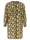 Eres Longline Dress Geometric Cuffed Sleeves In Brown