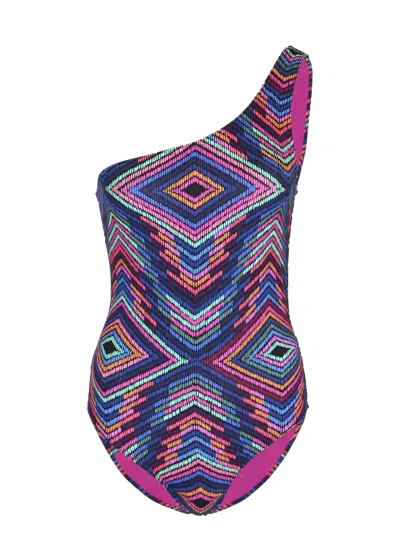 Eres Multicolore One Shoulder Swimsuit Imprime Arc En Ciel