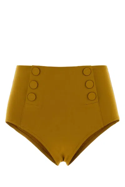 Eres Mustard Stretch Nylon Flaneuse Bikini Bottom In Brown