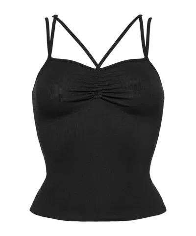 Eres Nadia Cross-strap Ribbed Tank Top In Black