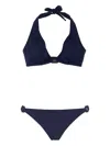 Eres Nautical Buckle Halter Neck Bikini In Blue