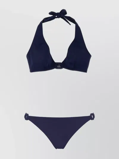 Eres Nautical Buckle Halter Neck Bikini In Blue