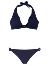 Eres Nautical Buckle Halter Neck Bikini In Blue