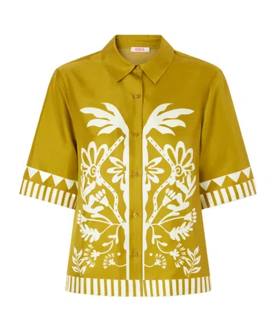 Eres New Silk Floral Shirt In Yellow