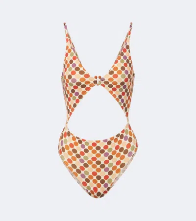 Eres Nightlife Cutout Polka-dot Swimsuit In Multicoloured
