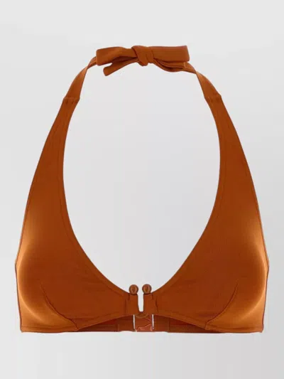 Eres Noctambule Stretch Nylon Plunge Bikini Top In Brown