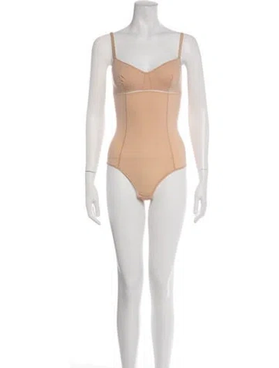 Pre-owned Eres Nylon V-neck Bodysuit W/ Tags In Neutrals