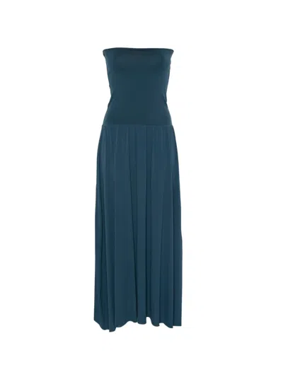 Eres Oda Strapless Midi Dress In Blue