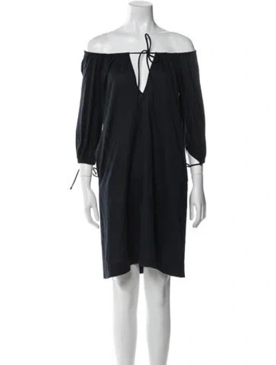 Pre-owned Eres Off-the-shoulder Mini Dress In Blue