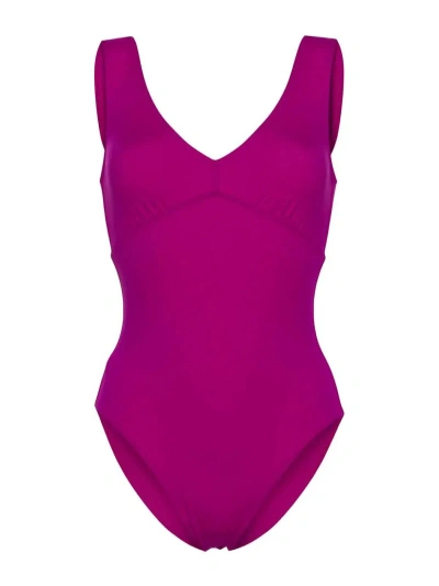 Eres Hold Up V-neck Swimsuit In Fuchsia