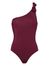 Eres One-shoulder Bow-embellished Swimsuit In Purple