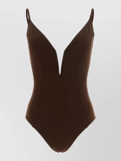 Eres One-shoulder Swimsuit In Brown