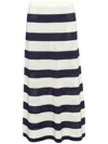 Eres Bateau Striped Knitted Cotton-blend Midi Skirt In Blue