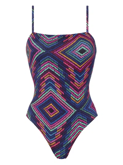 Eres Aquarelle Geometric-print Swimsuit In Blue