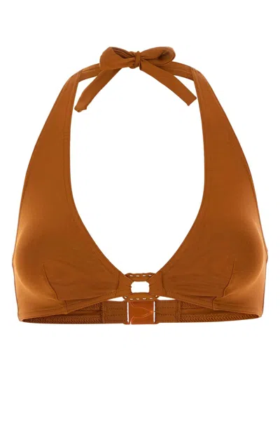 Eres 焦糖拉伸尼龙航海比基尼顶 In Brown