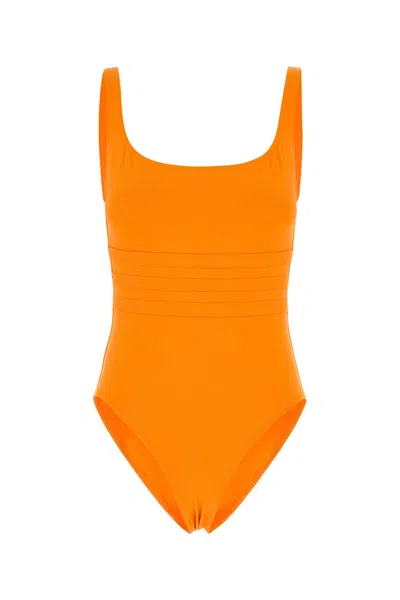 Eres High-cut Leg Sleeveless Swimsuit With Scoop Neckline In Orange