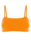 Eres Stretch Nylon Bandeau Bikini Top With Straps In Orange
