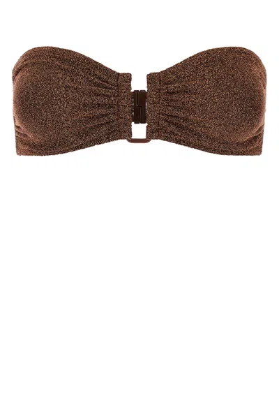 Eres Orange Stretch Nylon Blend Flamboyant Bikini Top In Brown