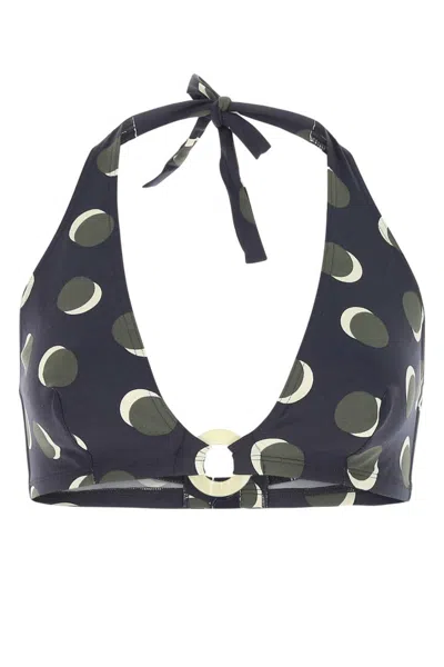 Eres Paris Black Printed Stretch Nylon Bikini Top