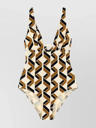 ERES 'PARTY' GEOMETRIC CUT-OUT SWIMSUIT WITH DEEP V-NECK