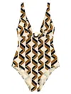 Eres 'party' Geometric Cut-out Swimsuit With Deep V-neck In Multi