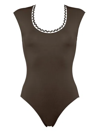 Eres Party Scalloped Swimsuit In Brown