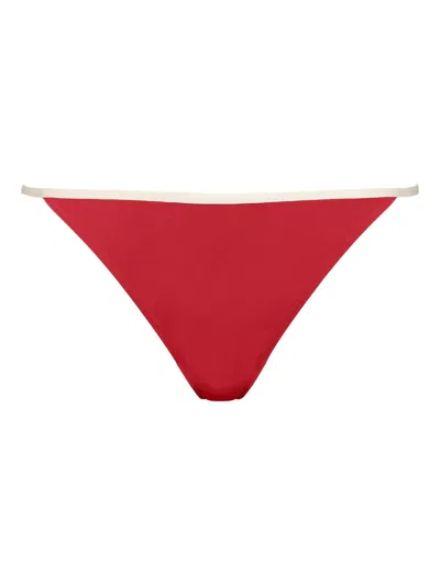 Eres Pat Contrast-trimmed Bikini Bottoms In Red