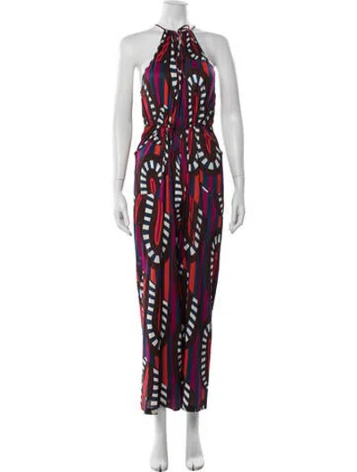 Pre-owned Eres Patterned Halterneck Jumpsuit In Blue