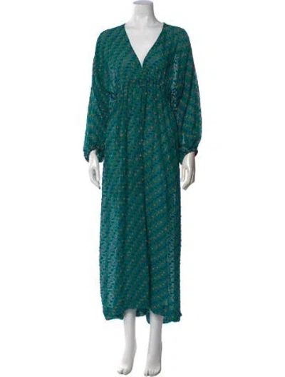 Pre-owned Eres Patterned Long Dress In Green