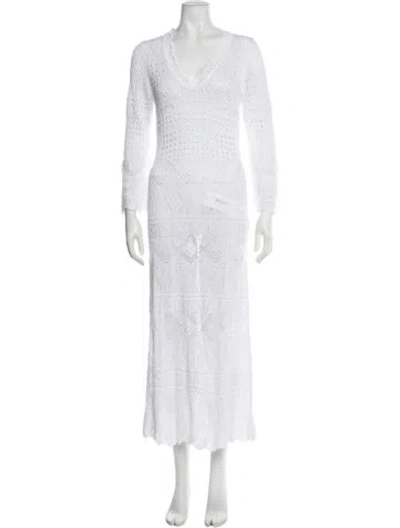 Pre-owned Eres Patterned Long Dress W/ Tags In White