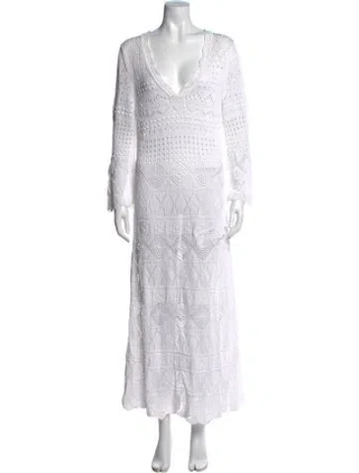 Pre-owned Eres Patterned Long Dress In White