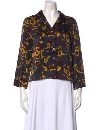 Pre-owned Eres Patterned Three-quarter Sleeve Blouse In Multi