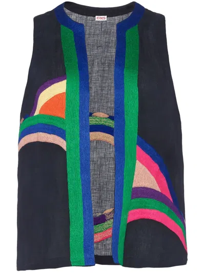 Eres Paysage Linen Gilet In 蓝色